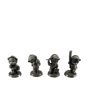 Vintage Avon Benjamin J. Bearington Fine Pewter Figurine Set 4 with Boxes & Bags